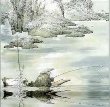 题寒江钓雪图