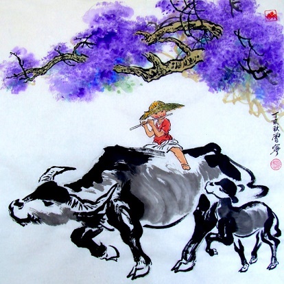 骑牛远远过前村，短笛横吹隔陇闻。全诗意思及赏析