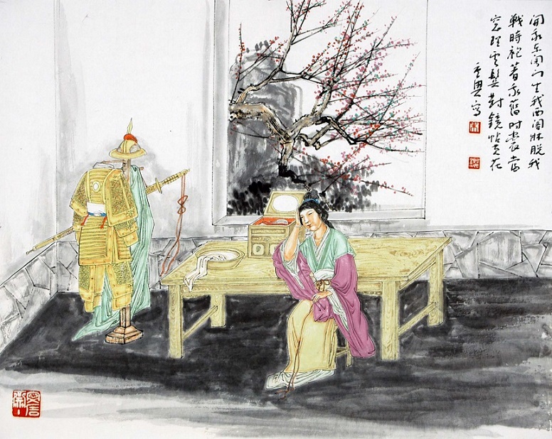 当窗理云鬓，对镜贴花黄。全诗意思及赏析