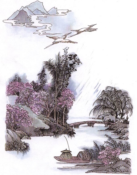 西塞山前白鹭飞，桃花流水鳜鱼肥。全诗意思及赏析