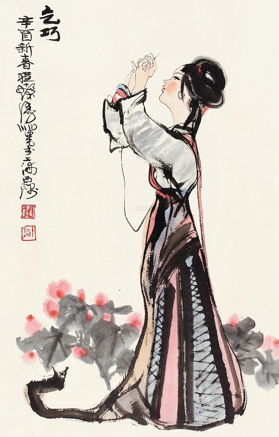 家家乞巧望秋月，穿尽红丝几万条。全诗意思及赏析