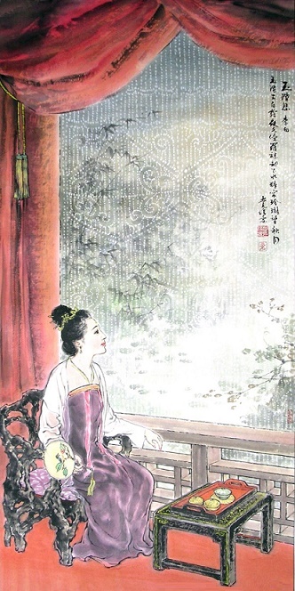 却下水晶帘，玲珑望秋月。全诗意思及赏析
