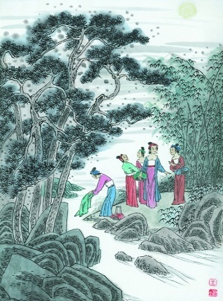竹喧归浣女，莲动下渔舟。全诗意思及赏析