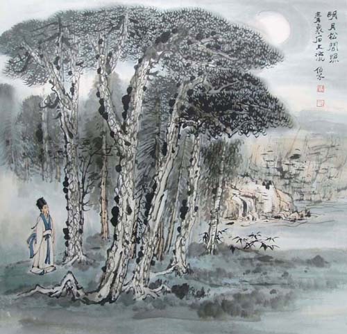 竹喧归浣女，莲动下渔舟。全诗意思及赏析